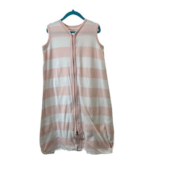 Burt's Bees 6-12 Months Sleep Sack Baby Full Zip Organic Cotton Pink Striped - Picture 1 of 9